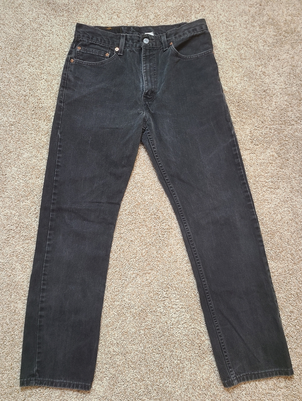 Vintage 505 Levi Men's Jeans Black Denim Regular Fit Straight Leg